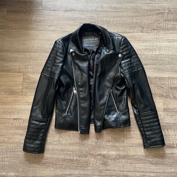 Bagatelle NYC faux leather moto jacket, black, Women's size SMALL - Picture 3 of 3